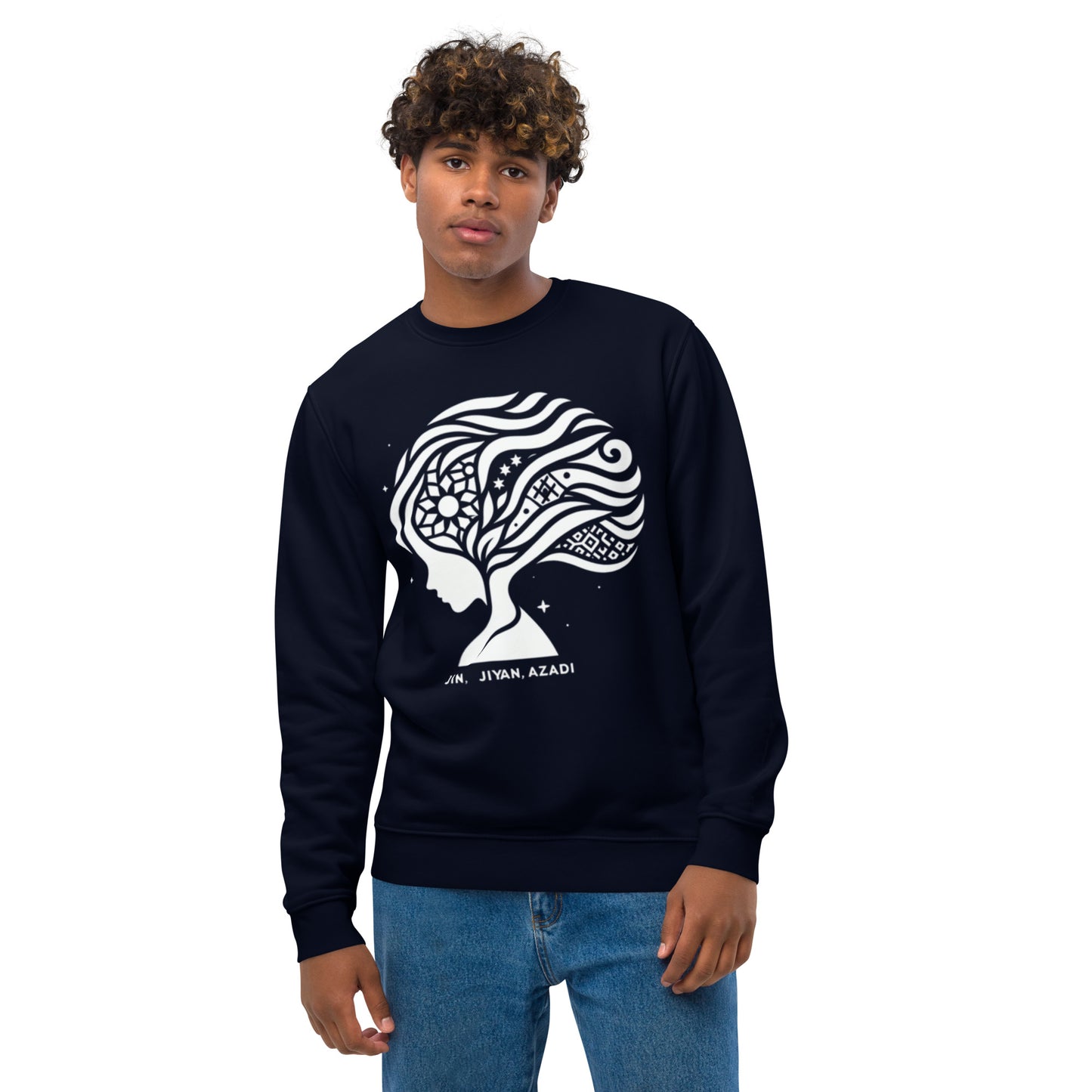 FE019.2 - Unisex Bio-Pullover - Sweater - Sweatshirt - Woman Life Freedom 2 - Jin Jiyan Azadi - white logo